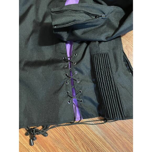 LADIES SZ L PURPLE BLACK BIKER JACKET HARLEY QUINN JOKER COSPLAY CORSET Y2K PUNK - Picture 8 of 13